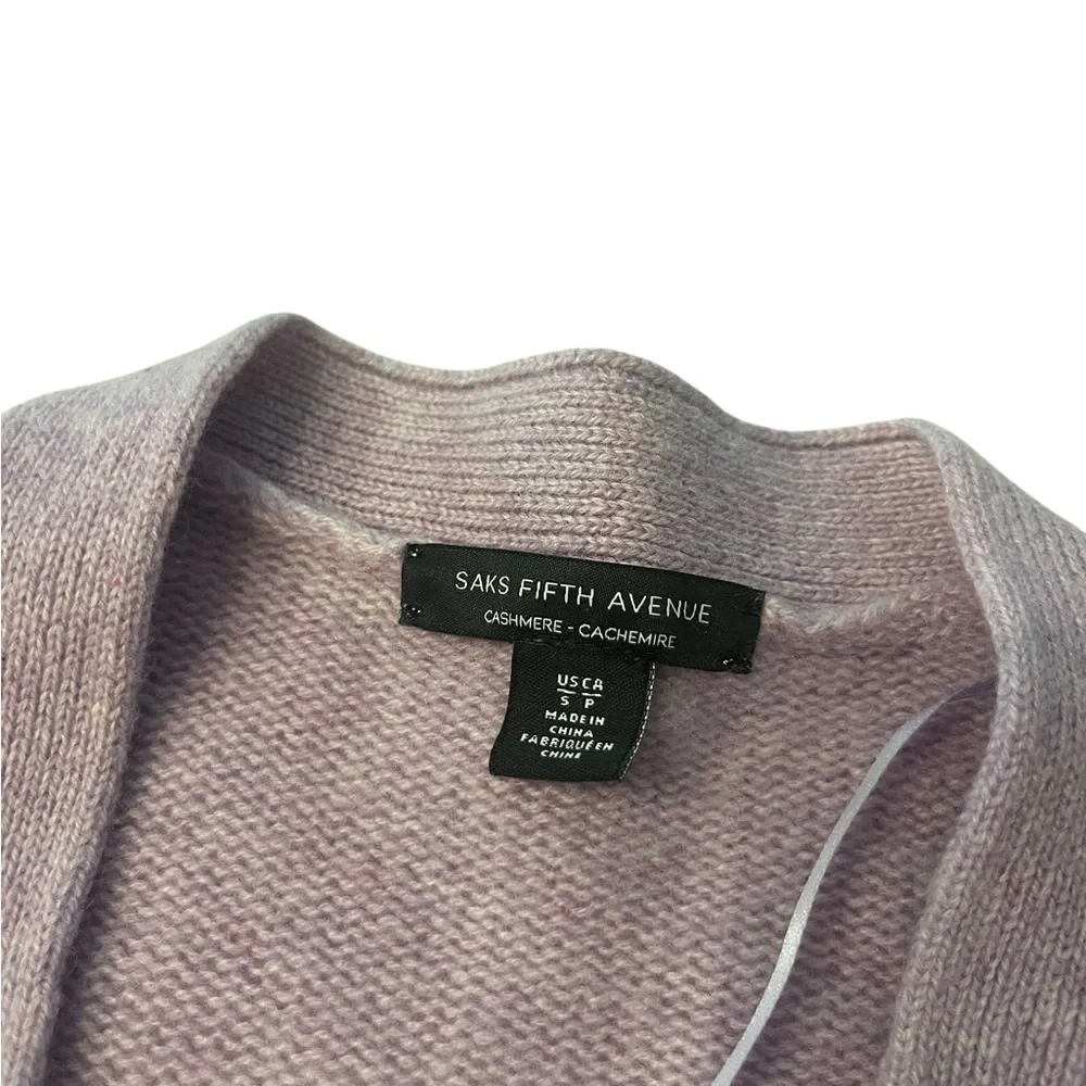 SAKS FIFTH AVENUE Puff-Sleeve 100% Cashmere Cardigan - Picture 7 of 7